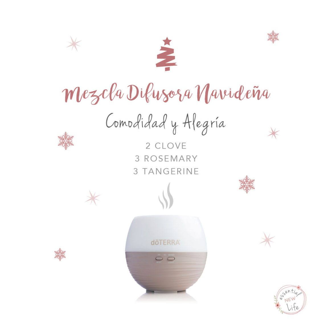 Essential New Life | Aceites Esenciales doTERRA - Mezcla Difusora Navideña Comodidad y Alegría