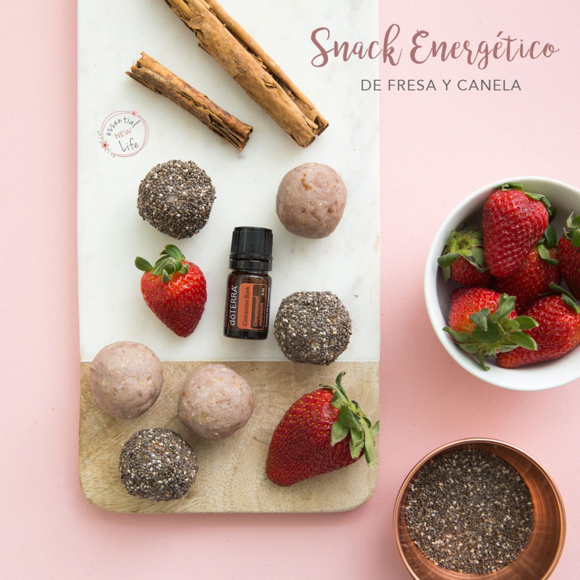 Snack Energético de Fresas y Aceite Esencial de Canela doTERRA